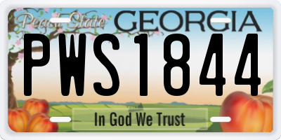 GA license plate PWS1844