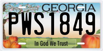 GA license plate PWS1849