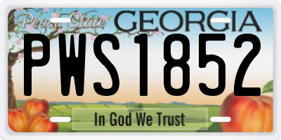 GA license plate PWS1852
