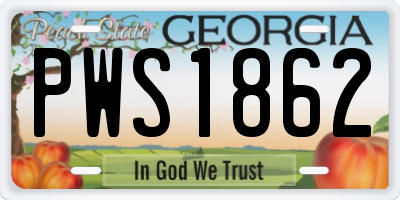 GA license plate PWS1862