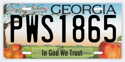 GA license plate PWS1865