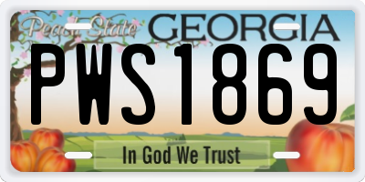 GA license plate PWS1869
