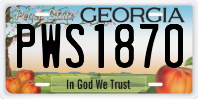 GA license plate PWS1870
