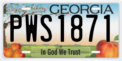 GA license plate PWS1871