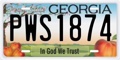 GA license plate PWS1874