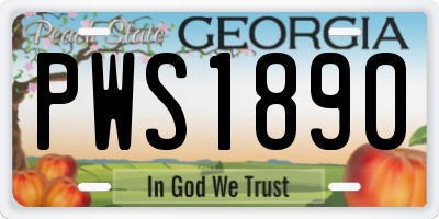 GA license plate PWS1890