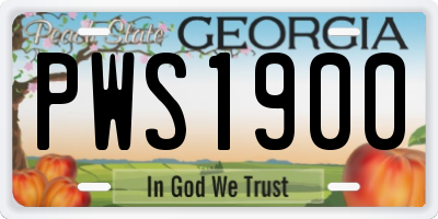GA license plate PWS1900