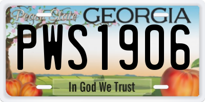 GA license plate PWS1906