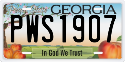 GA license plate PWS1907