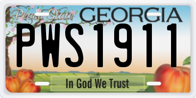 GA license plate PWS1911