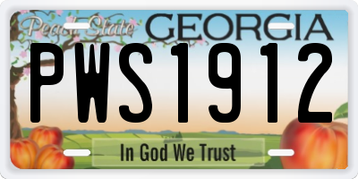 GA license plate PWS1912