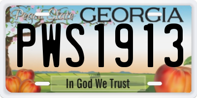 GA license plate PWS1913