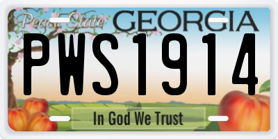 GA license plate PWS1914