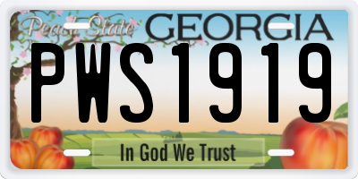 GA license plate PWS1919