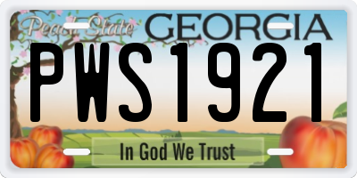 GA license plate PWS1921