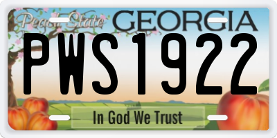 GA license plate PWS1922