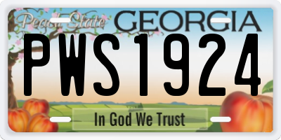 GA license plate PWS1924