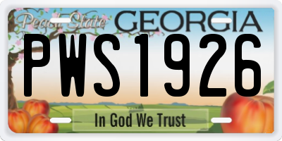 GA license plate PWS1926
