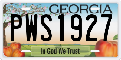 GA license plate PWS1927