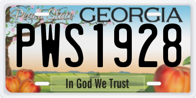 GA license plate PWS1928