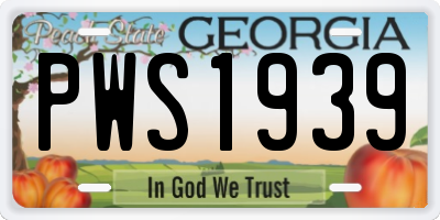 GA license plate PWS1939
