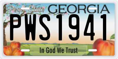 GA license plate PWS1941