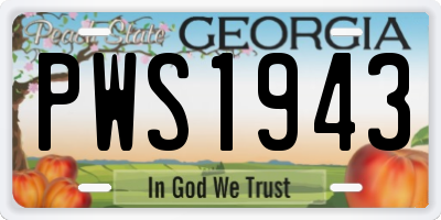 GA license plate PWS1943