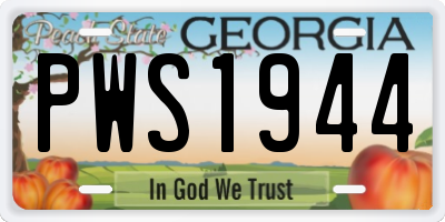 GA license plate PWS1944