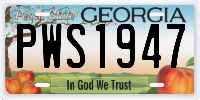 GA license plate PWS1947