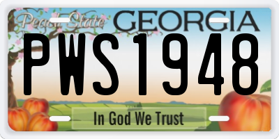 GA license plate PWS1948