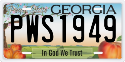 GA license plate PWS1949