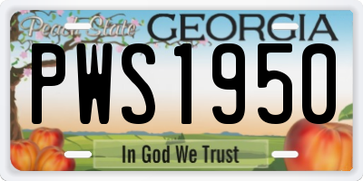 GA license plate PWS1950