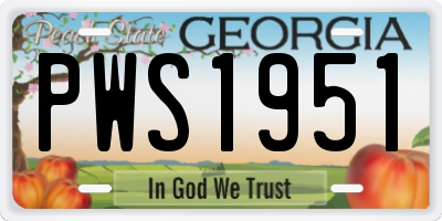 GA license plate PWS1951
