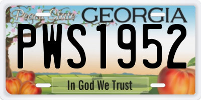 GA license plate PWS1952