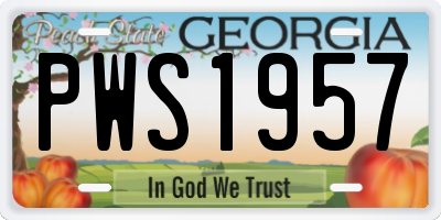 GA license plate PWS1957
