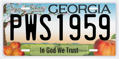 GA license plate PWS1959