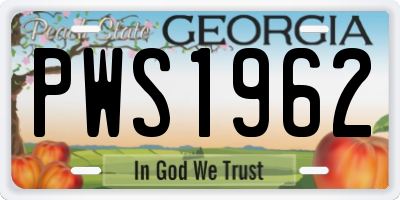 GA license plate PWS1962