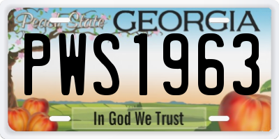GA license plate PWS1963