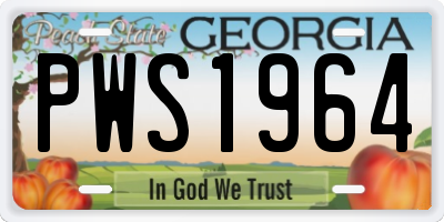 GA license plate PWS1964