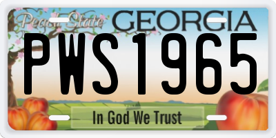 GA license plate PWS1965