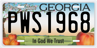 GA license plate PWS1968