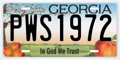 GA license plate PWS1972