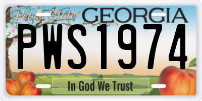 GA license plate PWS1974