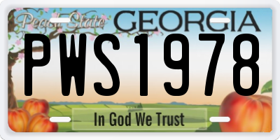 GA license plate PWS1978