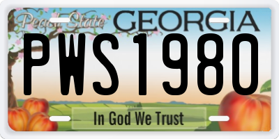 GA license plate PWS1980