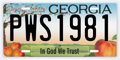 GA license plate PWS1981