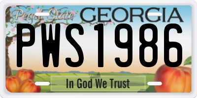 GA license plate PWS1986