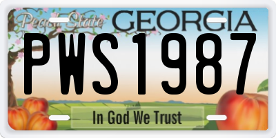 GA license plate PWS1987