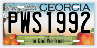 GA license plate PWS1992