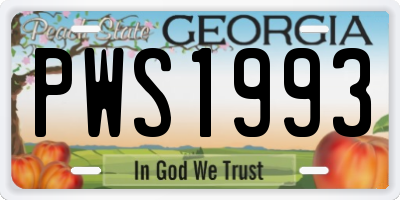 GA license plate PWS1993